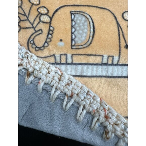 Baby Blanket Elephants Stars Handmade Orange Gray Gender Neutral Soft 27 X 34 - Picture 8 of 11